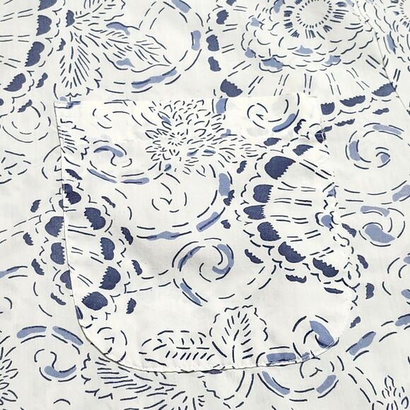 Vintage Haband Hawaiian Shirt Mens Size XL XLarge Floral Print White Blue Pocket - Picture 5 of 11